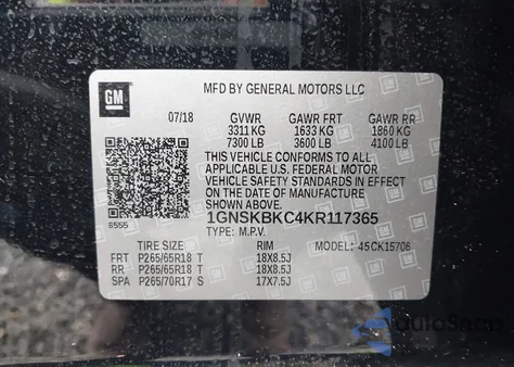 2019 Chevrolet Tahoe Lt from USA, damaged, VIN 1GNSKBKC4KR117365